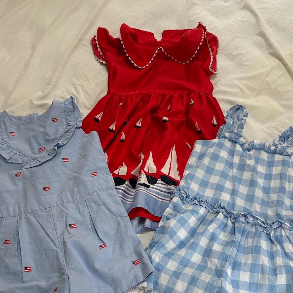 Janie & Jack Sailboat Dress and Blue  Rompers